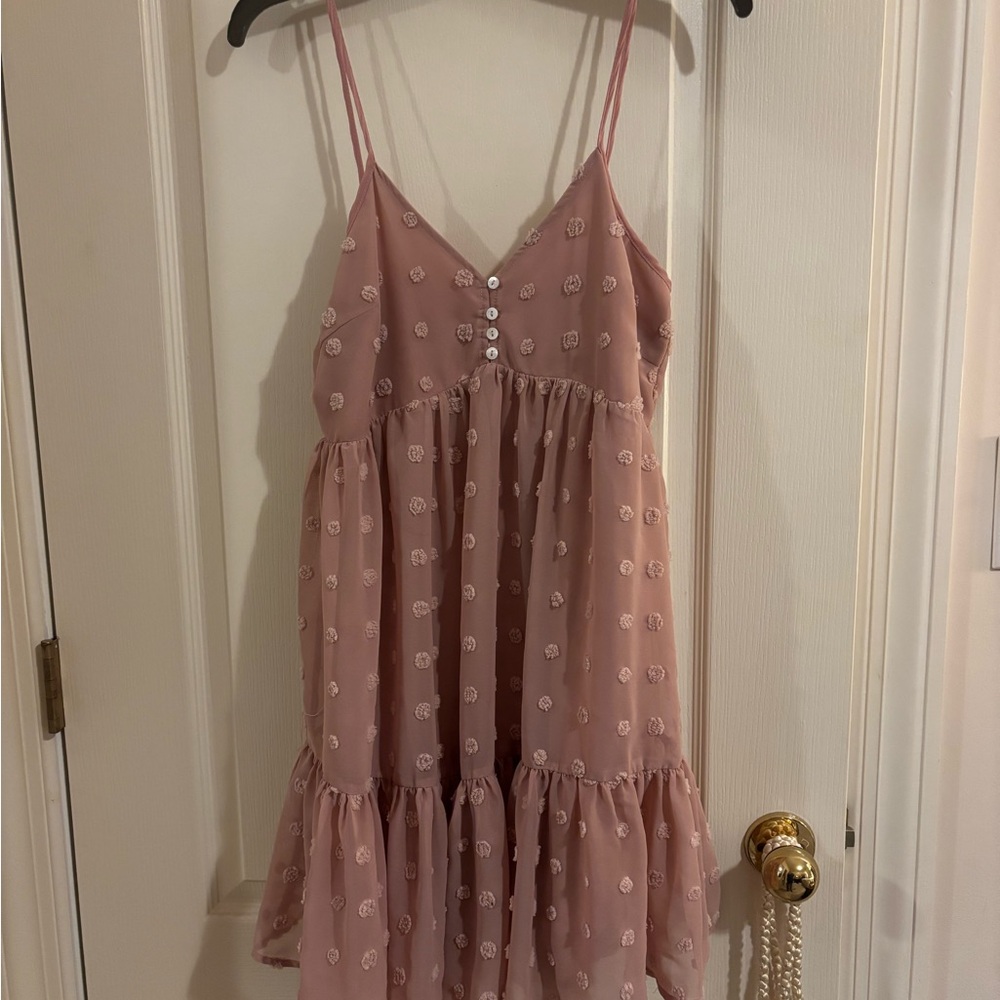 Entro sz S Pink Polka Dot Ruffle Mini Dress babydoll fairy balletcore cottage